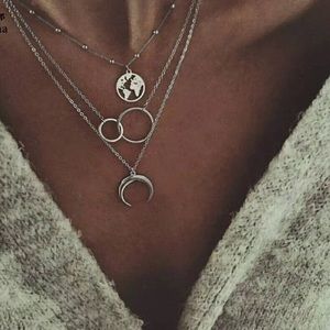 Wanderlust Life Half Moon Boho Silver Necklace